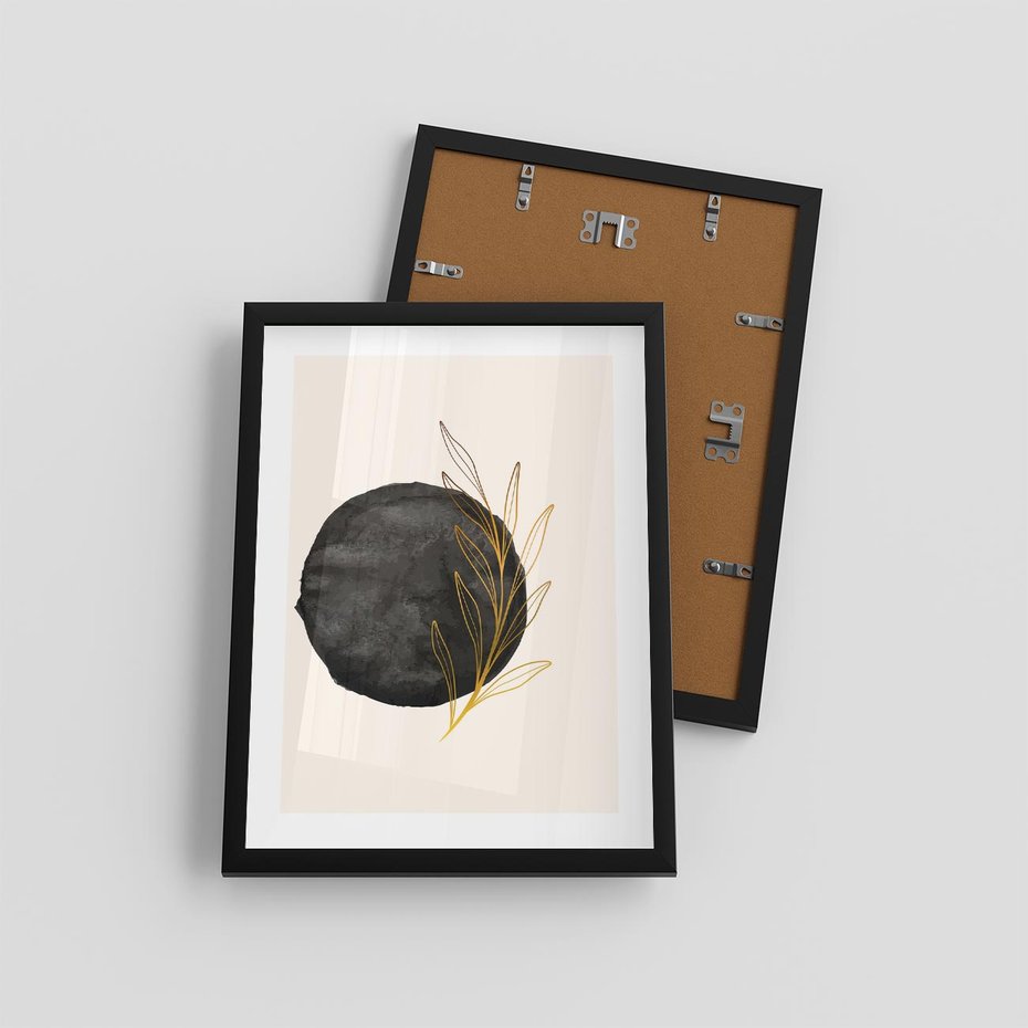 Plakat w ramie 30x40 - Kontrast Kształtów - minimalistyczna grafika, czarna plama - rama czarna