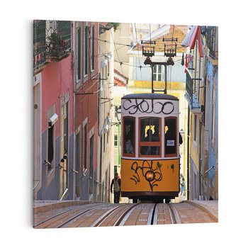 Obraz na płótnie 50x50 - Lizbońskie tramwaje - podróż w czasie - Lizbona, tramwaj