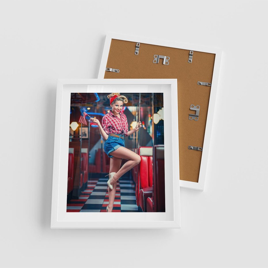 Plakat w ramie 40x50 - Czas Wstecz - retro, restauracja - rama biała