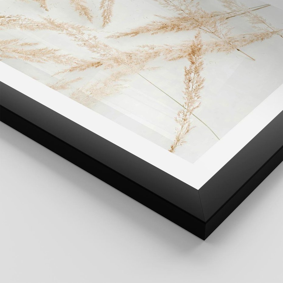Plakat w ramie 40x50 - Pampas w Stylu Boho: Kompozycja Natury - suche trawy, pampas - rama czarna