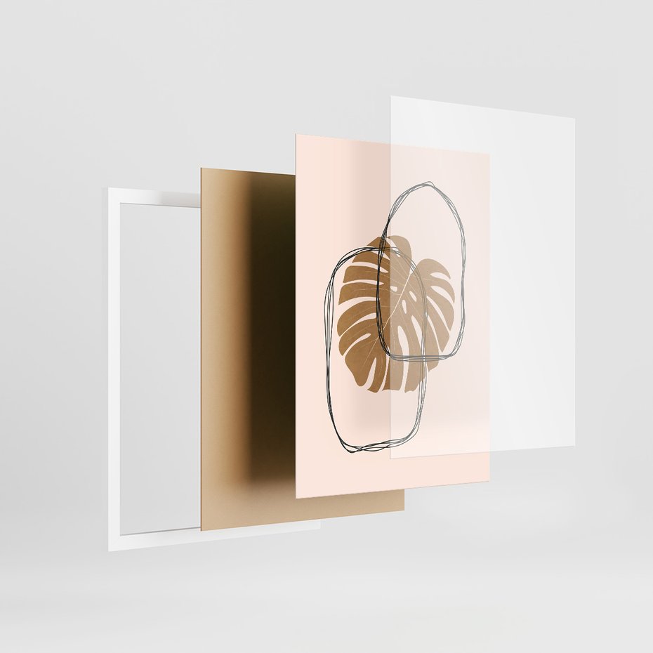 Zestaw obrazy w ramie 30x40 galeria - Boho, monstera, tęcza, nowoczesne - rama biała