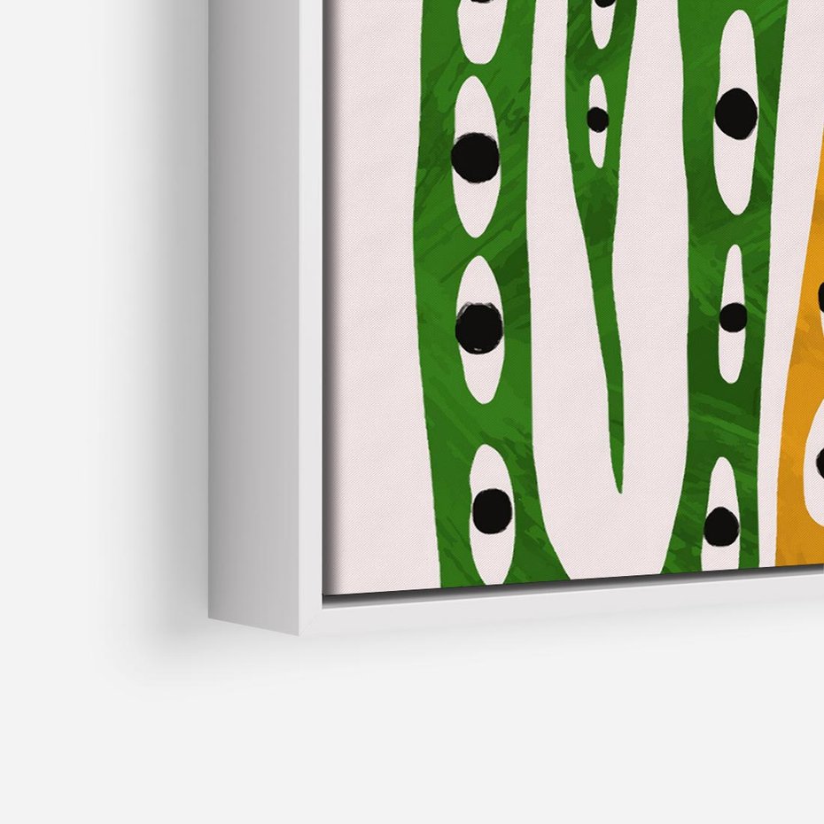 Obraz w ramie 80x80 - Migocące Zmaganie - abstrakcyjny obraz, dziwne kształty - rama biała