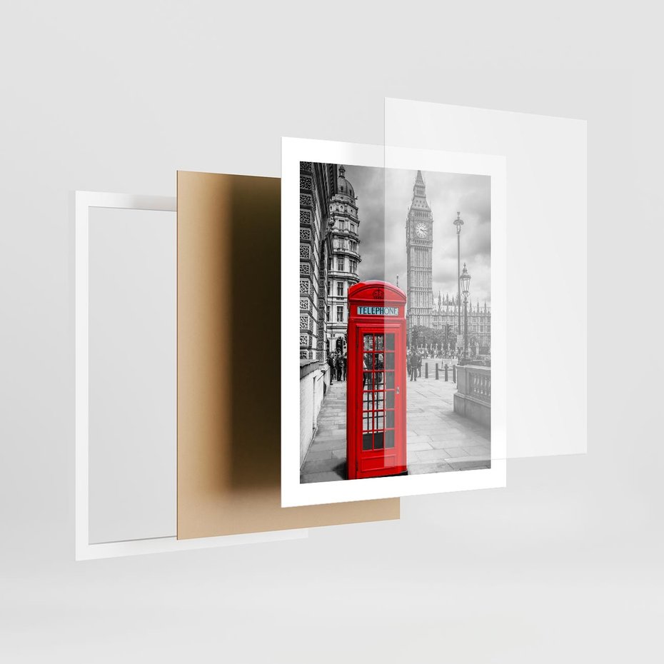 Plakat w ramie 40x50 - Kontrastująca Budka w Londynie - Londyn, budka - rama biała