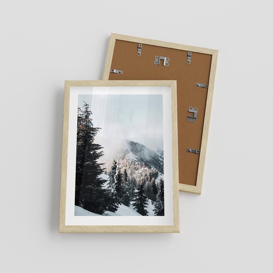 Plakat w ramie 30x40 - Góry, Las i Śnieg na Obrazie - góry, las - rama drewno