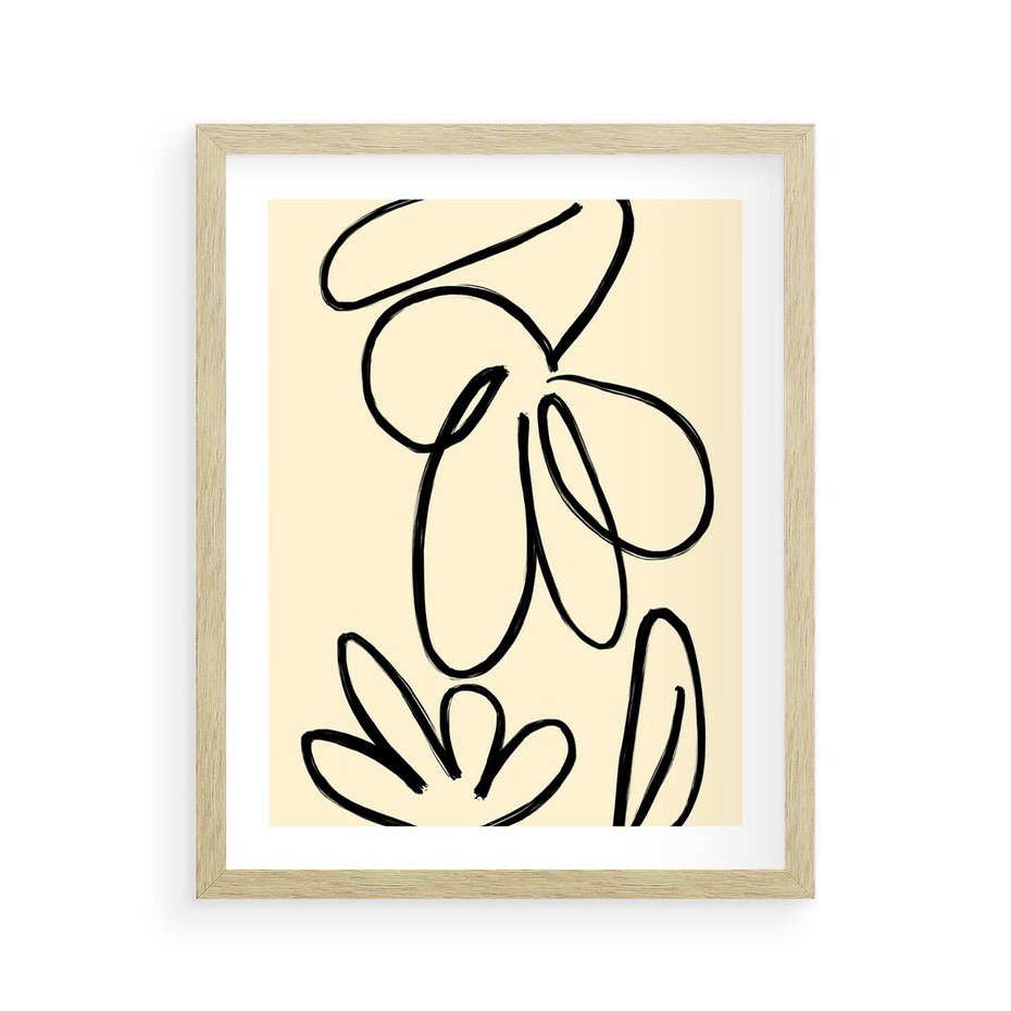 Plakat w ramie 40x50 - Złamane Granice - abstrakcyjna sztuka, przypominająca kwiat - rama drewno