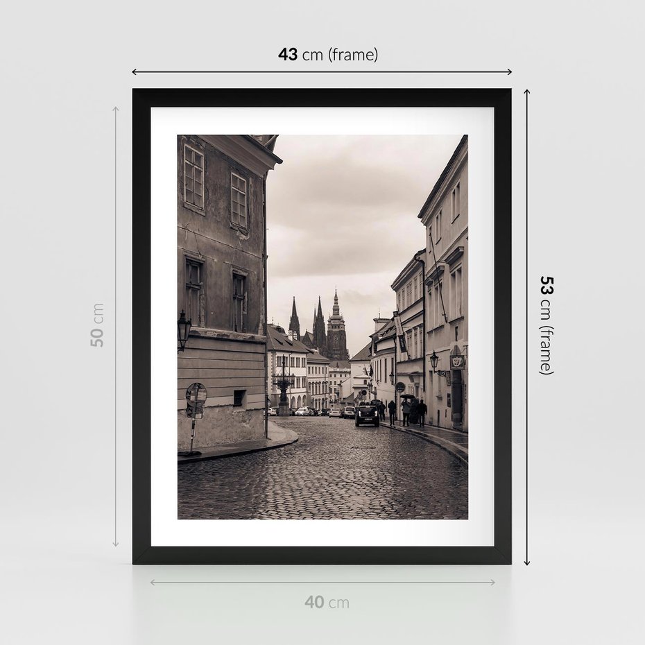 Plakat w ramie 40x50 - Przygoda Na Horyzoncie - uliczka, perspektywa - rama czarna