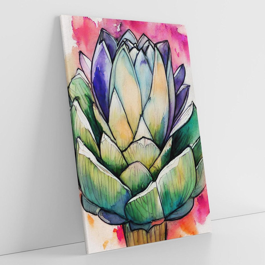 Obraz na płótnie 80x120 - Estetyczna Roślina - abstrakcja, akwarela