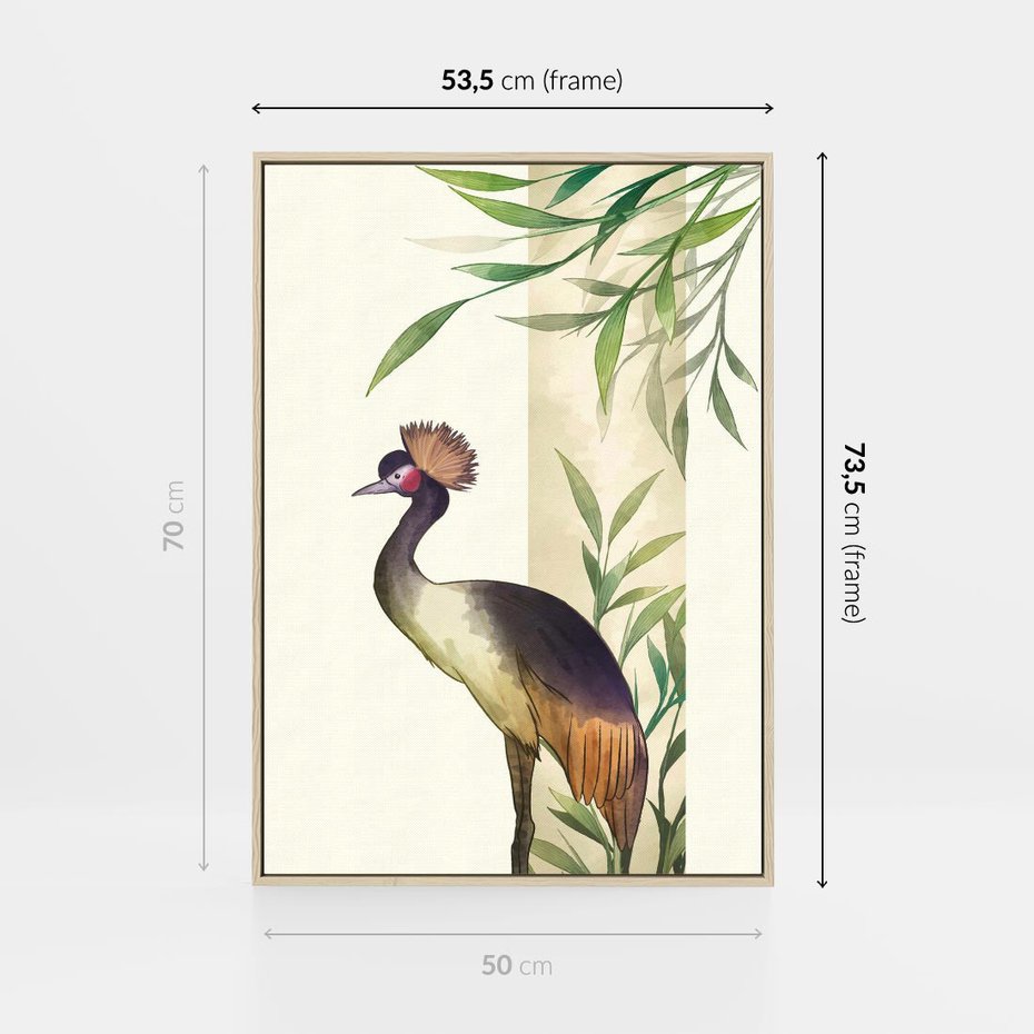 Obraz w ramie 50x70 - Kwiatowa Ekspresja - japońska sztuka, ptak - rama drewno