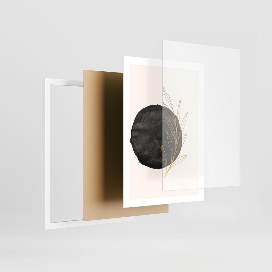 Plakat w ramie 50x70 - Kontrast Kształtów - minimalistyczna grafika, czarna plama - rama biała