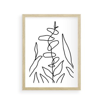 Plakat w ramie 50x70 - Liście Mocy - mroczna sztuka, minimalizm - rama drewno
