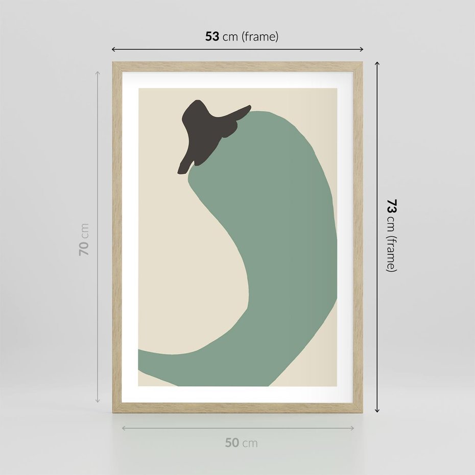 Plakat w ramie 50x70 - Granice Akwareli - abstrakcyjny minimalistyczny obraz, zielona papryczka - rama drewno