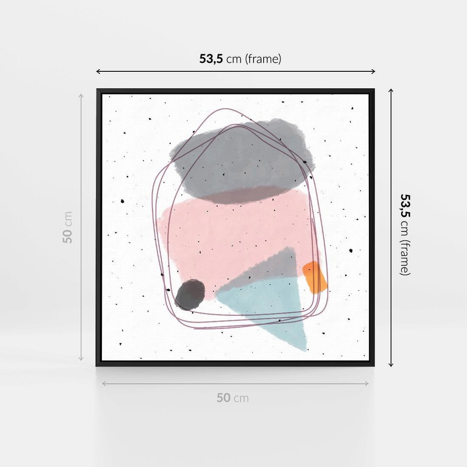 Obraz w ramie 50x50 - Migotliwa Opowieść - abstrakcyjna kompozycja, jak ręcznie malowana - rama czarna