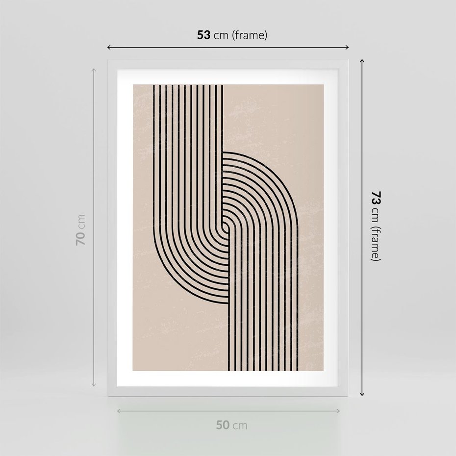 Plakat w ramie 50x70 - Puls Abstrakcji - abstrakcyjne linie, geometria - rama biała