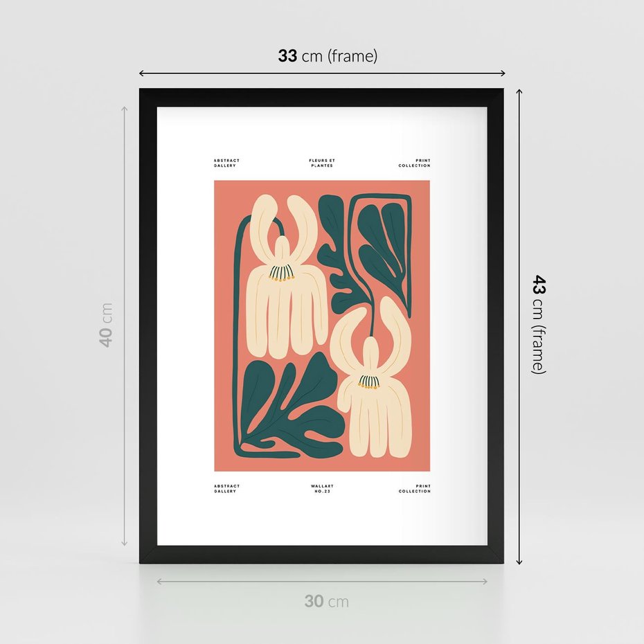 Plakat w ramie 30x40 - Migotliwe Echa - kwiaty, nowoczesna abstrakcja - rama czarna
