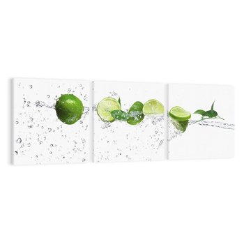 Obraz na płótnie 150x50 - Świeże limonki i woda - limonki, woda