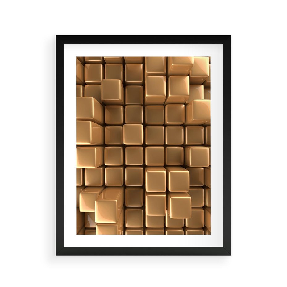 Plakat w ramie 40x50 - Błyszcząca Elegancja - złoto, 3d - rama czarna