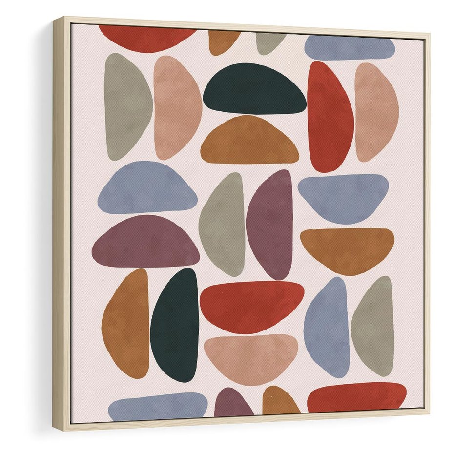 Obraz w ramie 50x50 - Kolorowe Echo Boho - abstrakcyjny obraz, geometryczna kompozycja - rama drewno