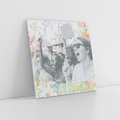 Obraz na płótnie 60x60 - Księga zaklętych marzeń - kolaż, czarnobiałe zdjęcie wesołych młodych ludzi