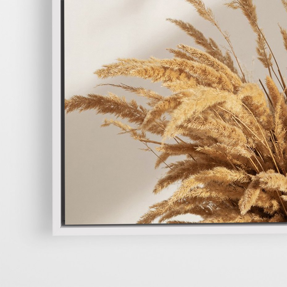 Obraz w ramie 70x100 - mpresyjne układy traw - boho, trawy - rama biała