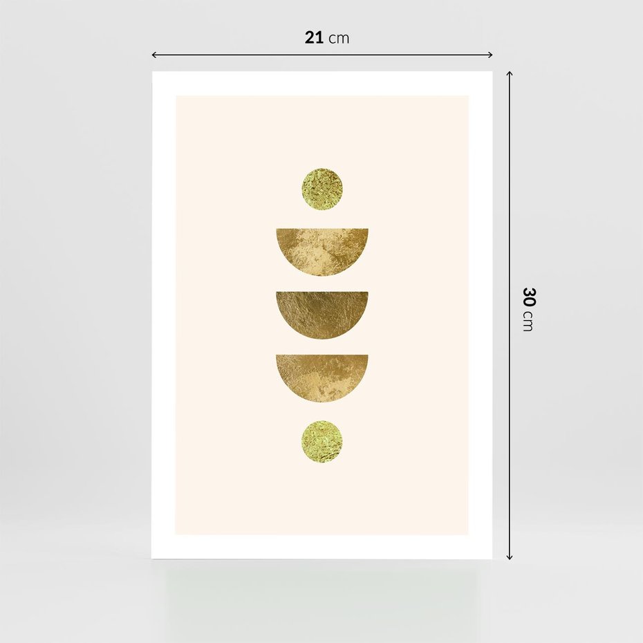 Plakat bez ramy 21x30 - Harmonijne Odbicia - geometryczne złote kształty, tekstura