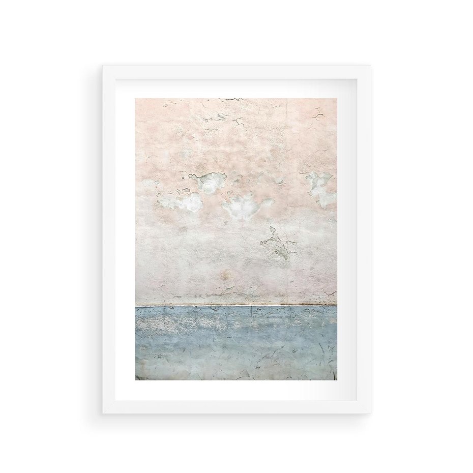 Plakat w ramie 30x40 - Obraz Starej Ściany z Delikatnymi Odcieniami - ściana, stara ściana - rama biała