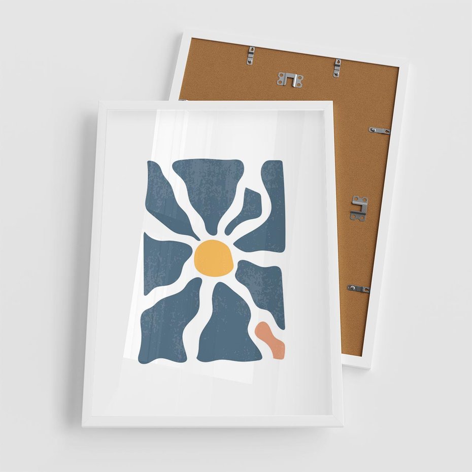 Plakat w ramie 50x70 - Kwiatowy Rezonans - nowoczesna kwiatowa grafika, styl retro - rama biała