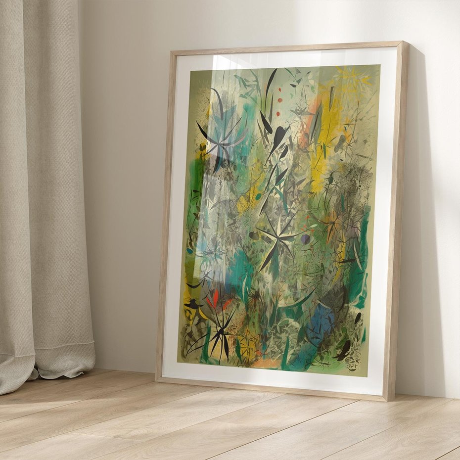 Plakat w ramie 30x40 - Tajemnicze Konstrukcje Form - abstrakcyjny obraz, mnogość kolorów - rama drewno