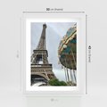Plakat w ramie 30x40 - Delikatność kolorów - wieża, Eiffla - rama biała