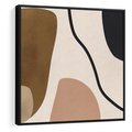 Obraz w ramie 50x50 - Harmonia chaosu i porządku - abstrakcyjne kształty, kolory beżu i brązu - rama czarna