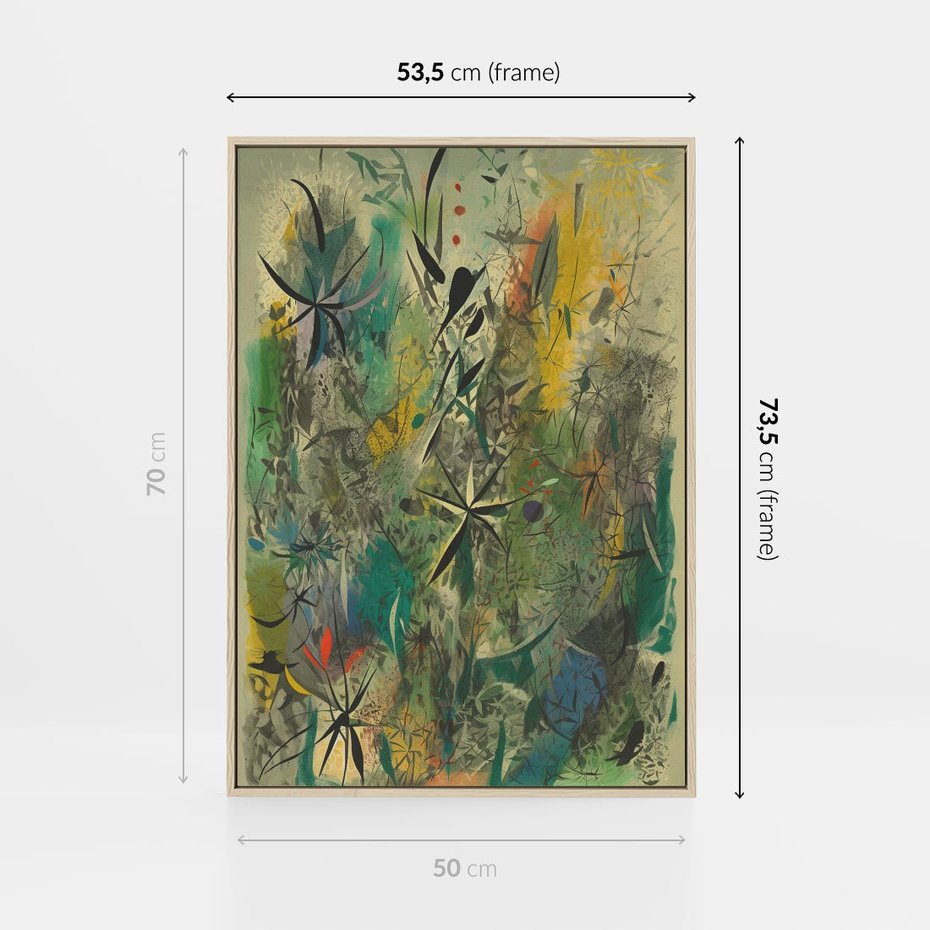 Obraz w ramie 50x70 - Tajemnicze Konstrukcje Form - abstrakcyjny obraz, mnogość kolorów - rama drewno