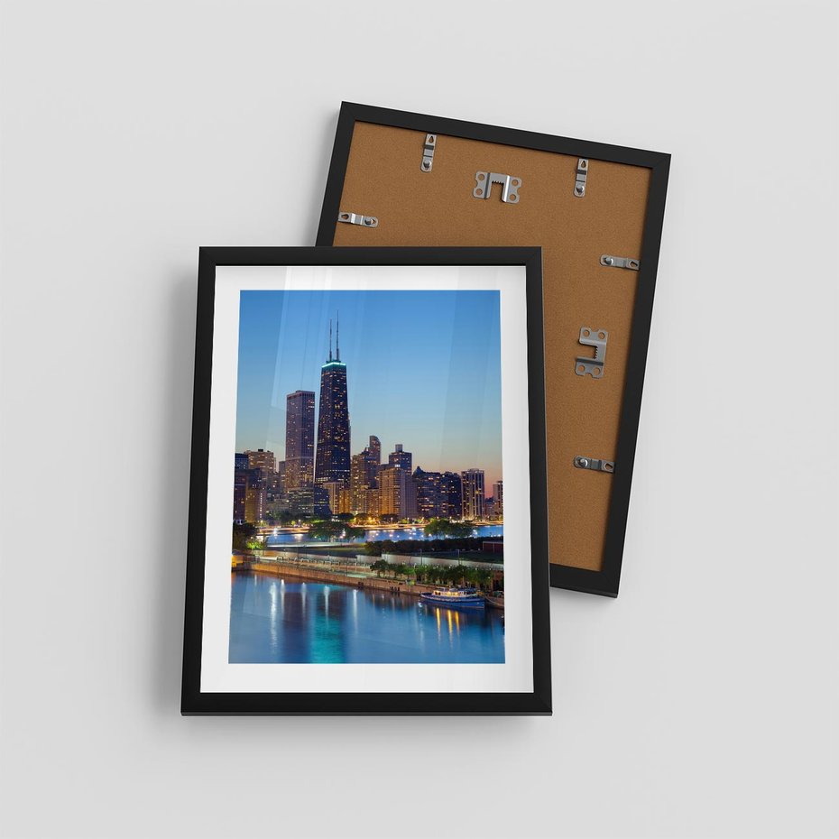 Plakat w ramie 30x40 - Miasto nad Rzeką - miasto, rzeka - rama czarna