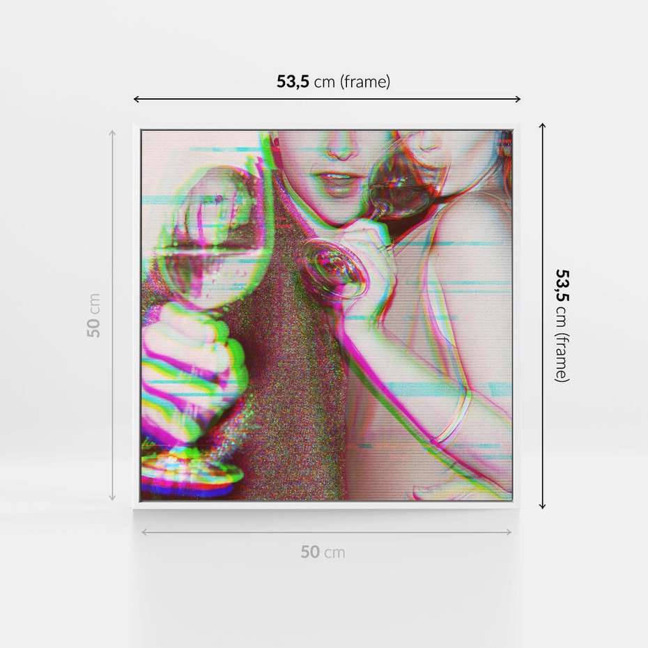 Obraz w ramie 50x50 - Zakochani na Kliszy - zdjecie, stara prześwietlona klisza - rama biała