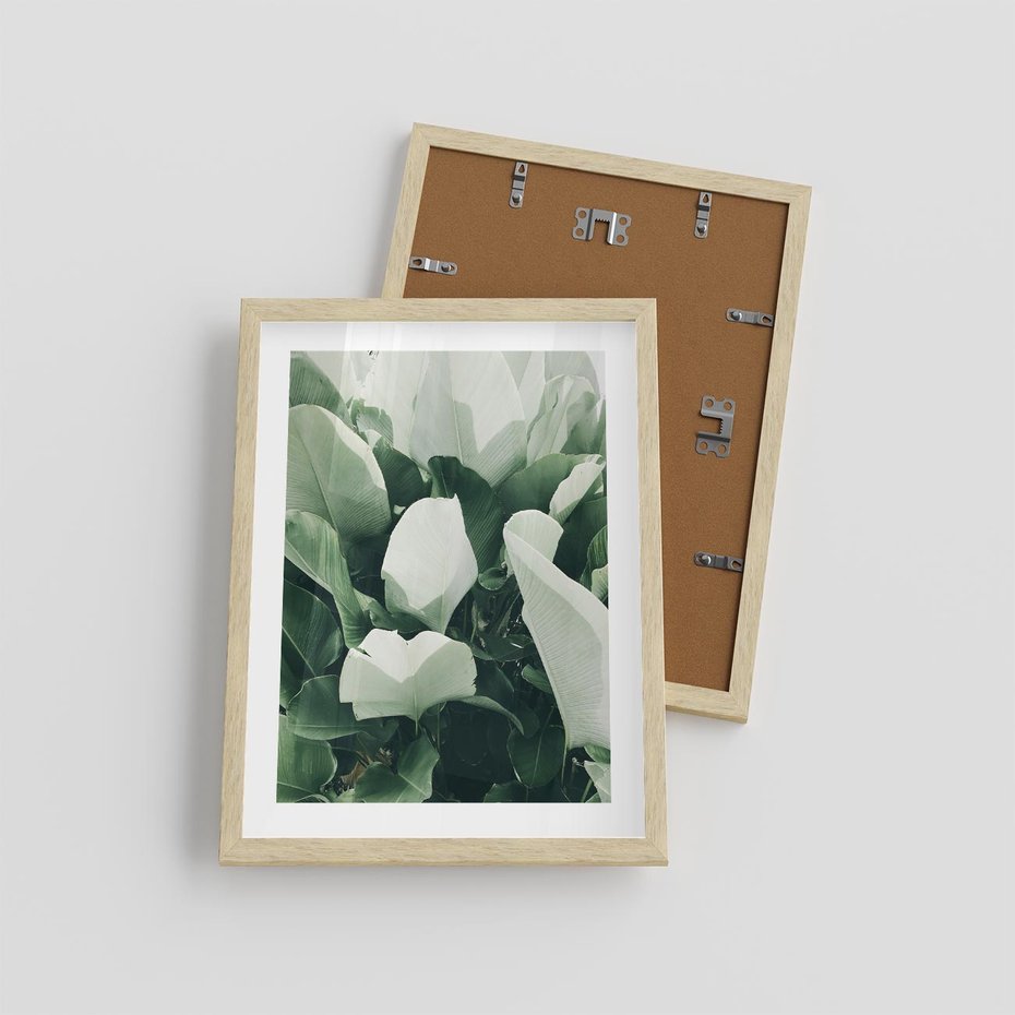 Plakat w ramie 30x40 - Zgaszona Uroda Natury - zielone liście, zgaszona zieleń - rama drewno