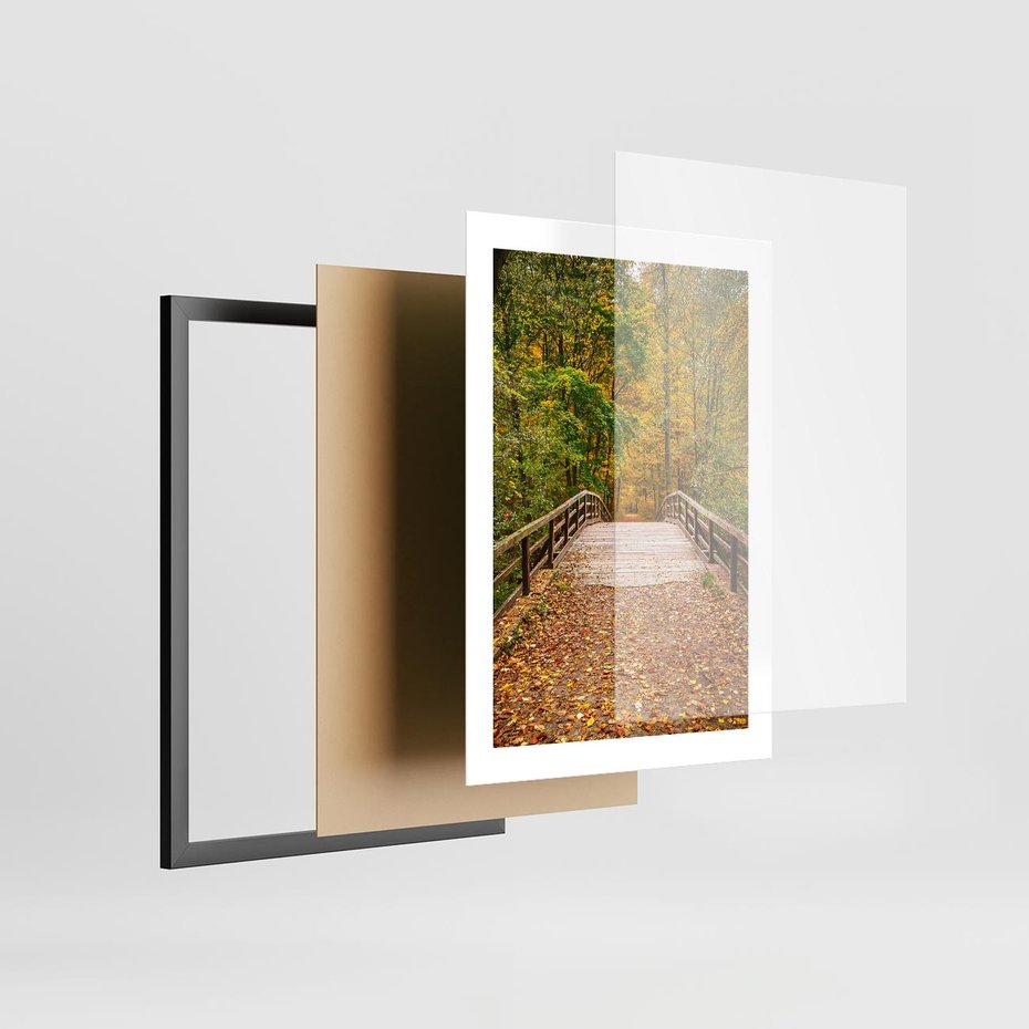 Plakat w ramie 30x40 - Spacer Ścieżką w Las - ścieżka, spacer - rama czarna