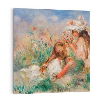 Obraz na płótnie 40x40 - Girls in the Grass Arranging a Bouquet, Pierre-Auguste Renoir - Reprodukcja - reprodukcja, obraz na płótnie