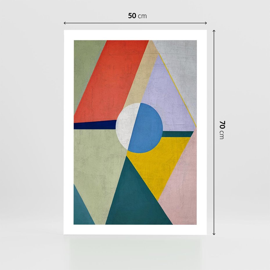 Plakat bez ramy 50x70 - Taniec Subtelnych Odbić - abstrakcyjne geometryczne kształty, olejny obraz