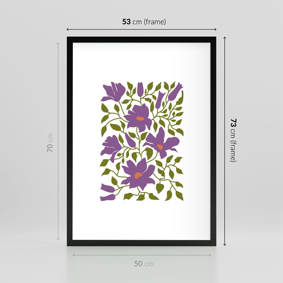 Plakat w ramie 50x70 - Rozmyte Granice - kwiaty, kompozycja - rama czarna