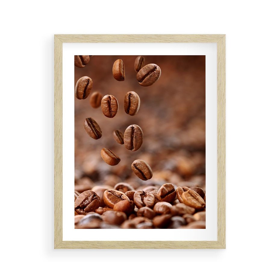 Plakat w ramie 40x50 - Kawiarniana atmosfera kawy - kawa, kawiarnia - rama drewno