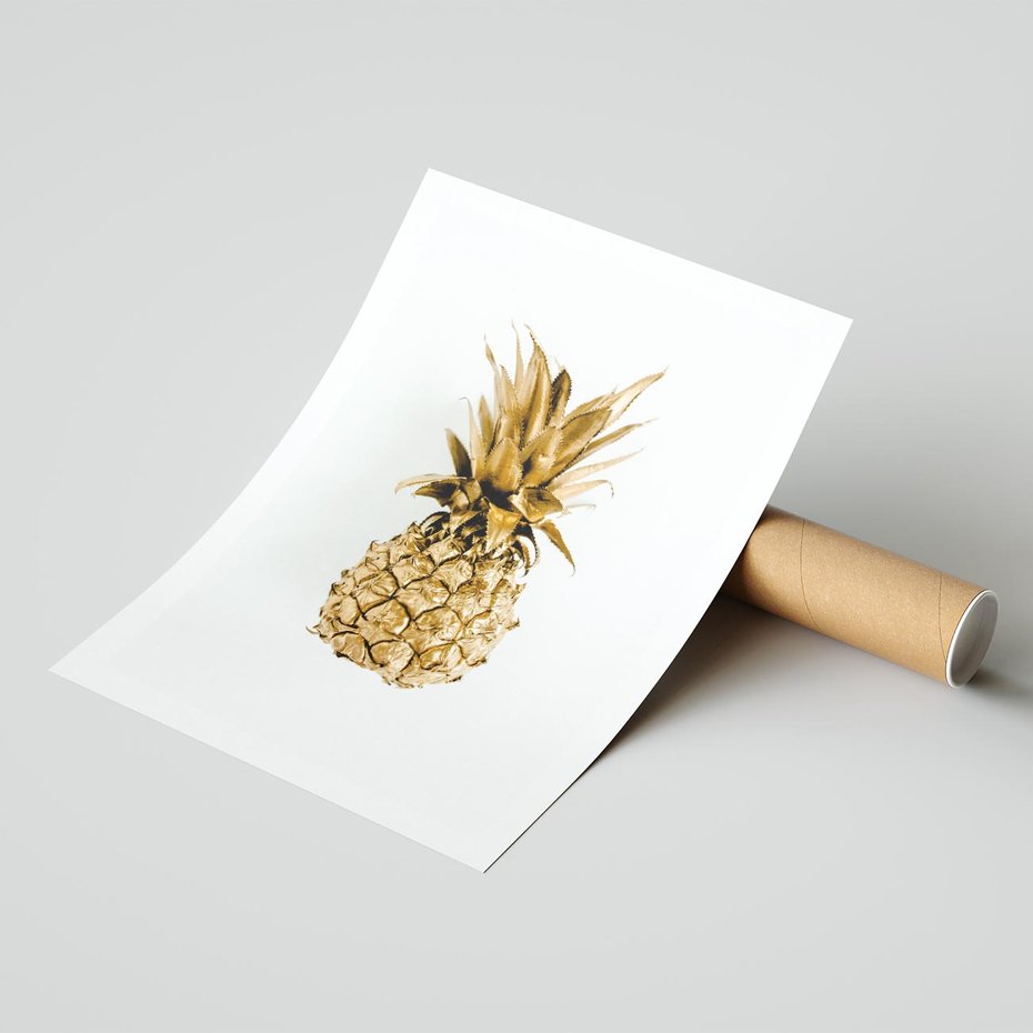 Plakat bez ramy 50x70 - Ekskluzywny Akcent - złoty, ananas