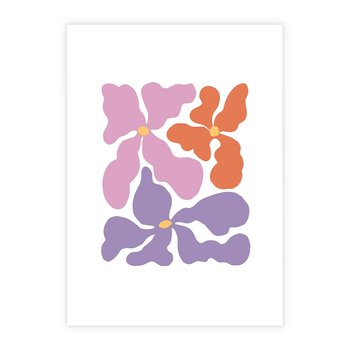 Plakat bez ramy 21x30 - Bezgraniczne Wibracje - abstrakcyjne kolorowe kwiaty, minimlizm