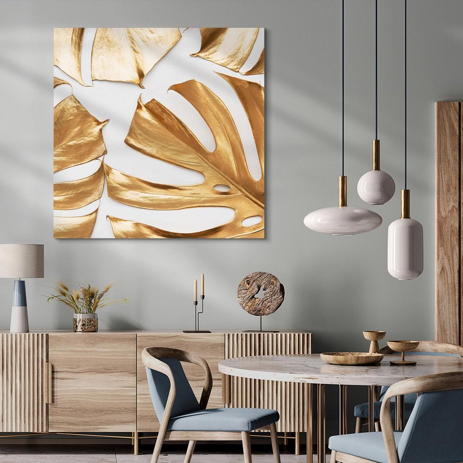 Obraz na płótnie 30x30 - Siła Natury - złote, liście