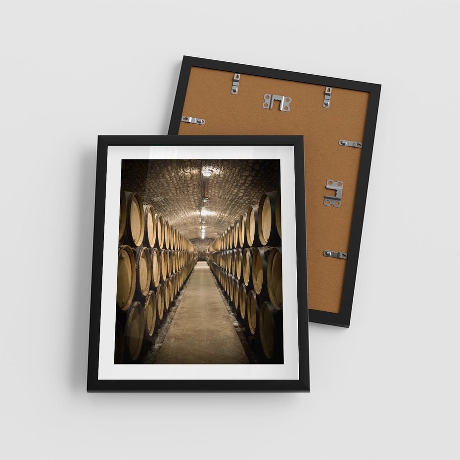 Plakat w ramie 40x50 - Winniczka - winnica, beczki - rama czarna