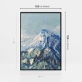Obraz w ramie 50x70 - Majestat Błękitnych Szczytów - olejny obraz, górski pejzaż - rama czarna