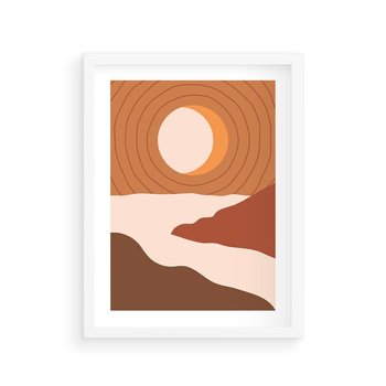 Plakat w ramie 40x50 - Sztuka Zachodu Słońca: Nowoczesna Sceneria - plakat, nowoczesna grafika - rama biała
