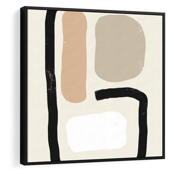 Obraz w ramie 50x50 - Kształtne Formy - geometryczne nieregularne kształty, nowoczesna kompozycja - rama czarna
