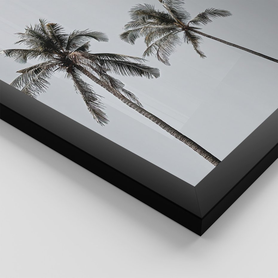 Zestaw obrazy w ramie 50x70 galeria - Plaża, palmy, relaks, typografia - rama czarna