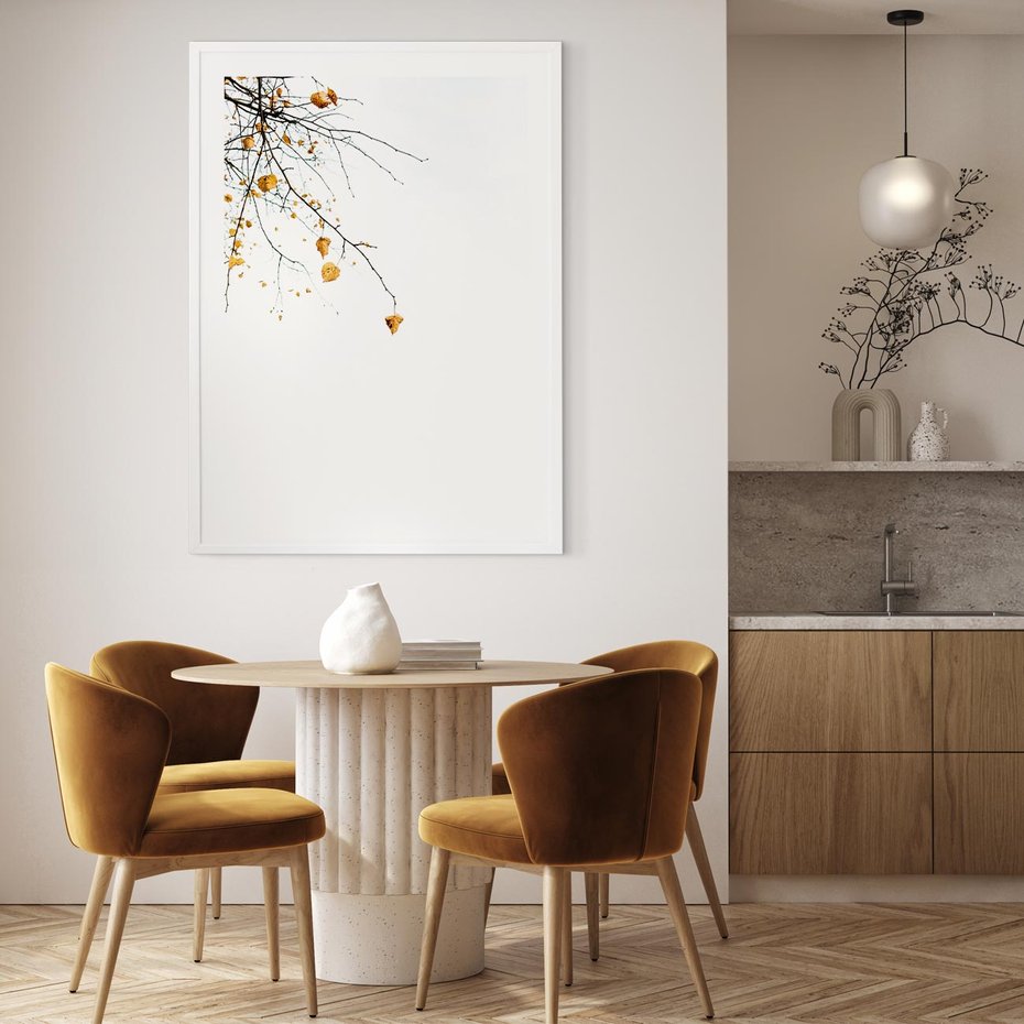 Plakat w ramie 40x50 - Złota Jesień - drzewo, żółte liście - rama biała