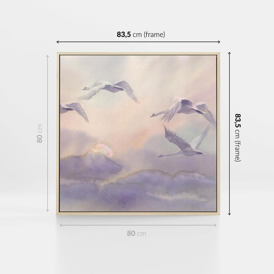 Obraz w ramie 80x80 - Ruchoma cisza widzenia - akwarela, subtelene - rama drewno