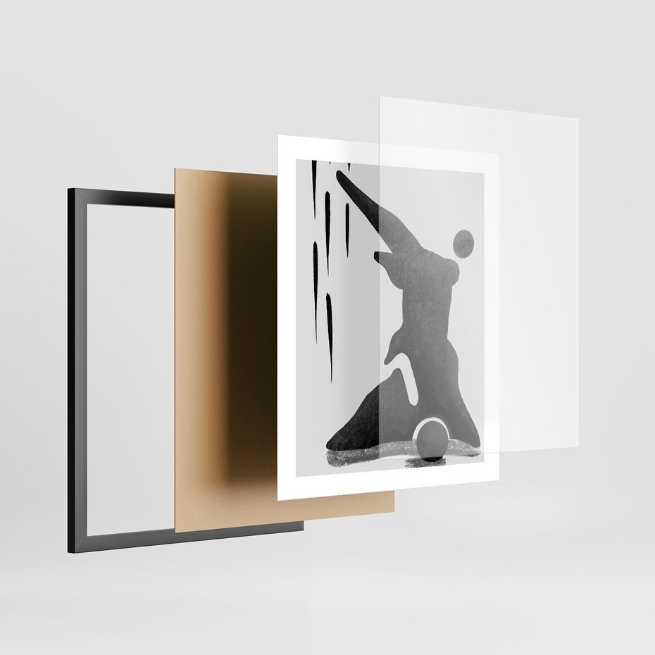 Plakat w ramie 40x50 - Czarno-Biała Grafika Postaci - nowoczesna grafika, plakat - rama czarna