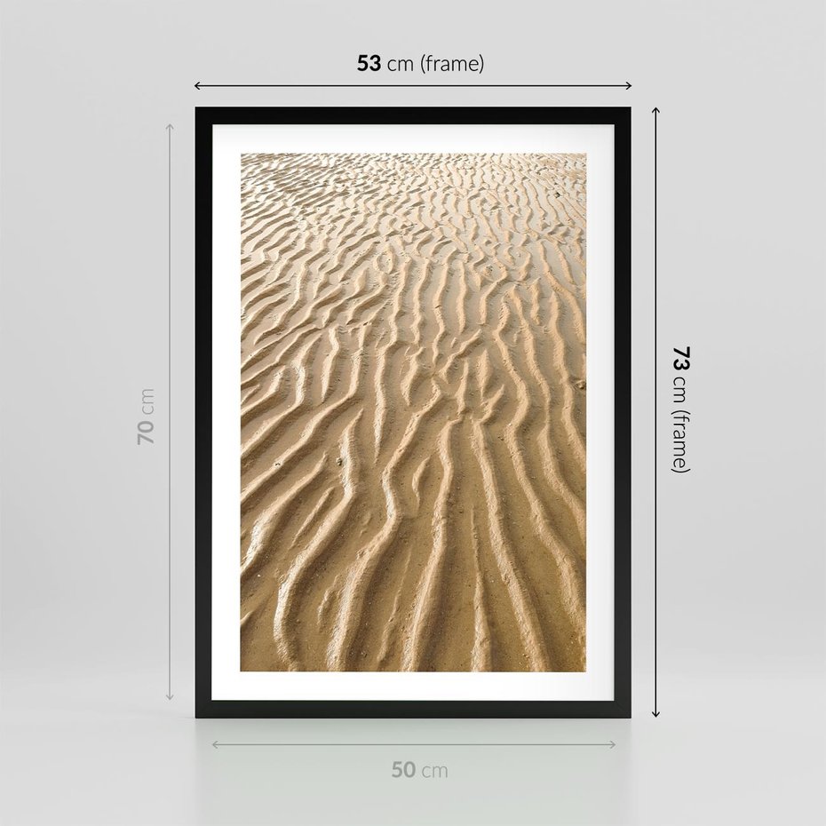 Plakat w ramie 50x70 - Piasek i Nieskończoność - pustynia, piasek - rama czarna